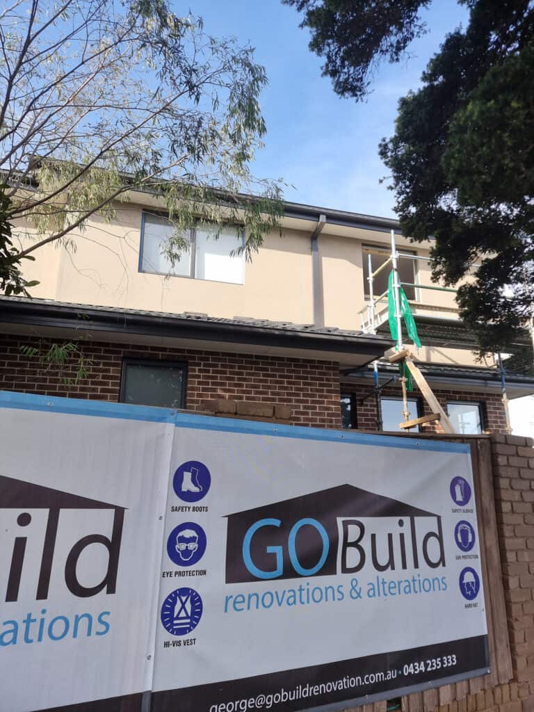 GO BUILD logo outside project for custom Home builder Croydon